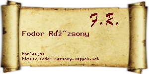 Fodor Rázsony névjegykártya